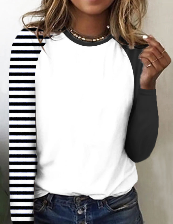 Stylish Color Block Striped Top