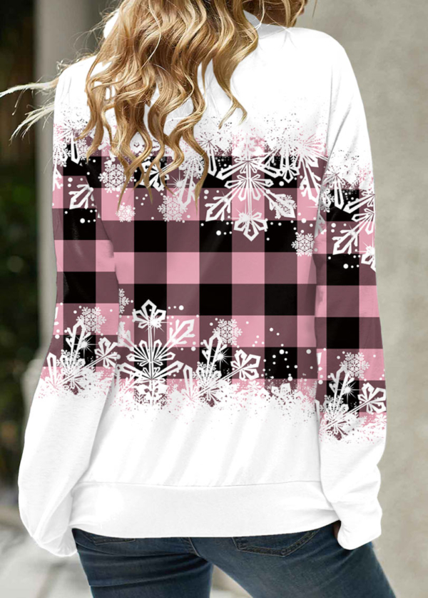 Fresh Print Long Sleeve Drawstring Neck Top