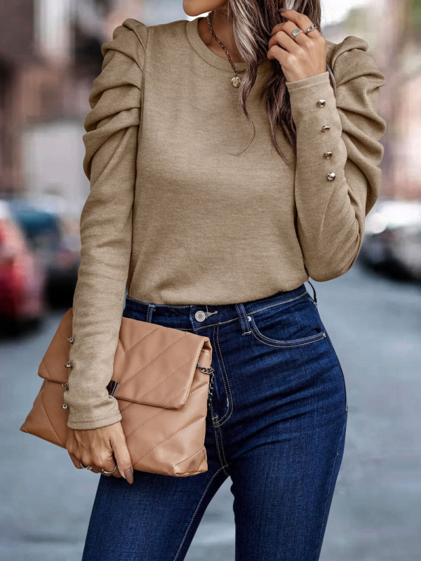 Elegant Long Sleeve Plain Top