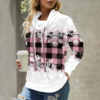 Fresh Print Long Sleeve Drawstring Neck Top