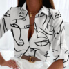 White Print Long Sleeve Shirt