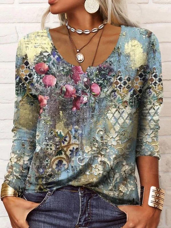 Glamorous Print Long Sleeve Top