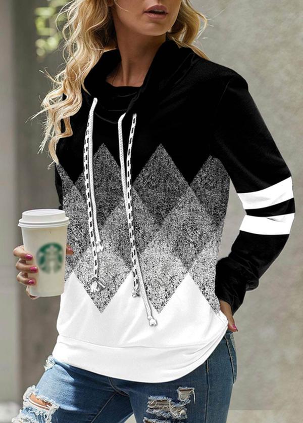 Black and White Long Sleeve Sweatshirt