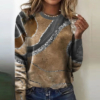 Brown Round Neck Long Sleeve Top