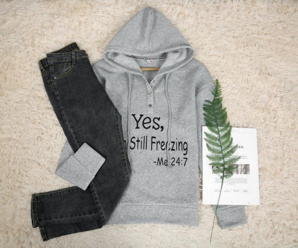 Baggy Grey Letter Print Sweatshirt