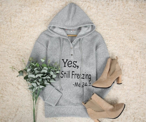 Baggy Grey Letter Print Sweatshirt