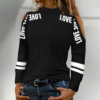 Black Mock Neck Letter Top