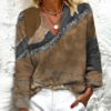Brown Print V-Neck Top