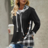 Vintage Print Drawstring Neck Top
