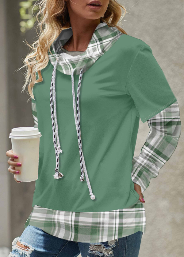 Green Print Long Sleeve Top