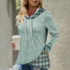 Mint Green & Plaid Twofer Layered Hoodie Sweatshirt