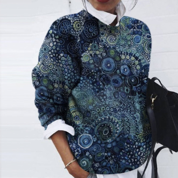 Modern Print Round Neck Top