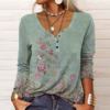 Green Floral Print Long Sleeve Top
