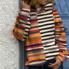 Colorful Black and White Stripe Hooded Sweatshirt