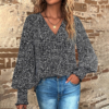 Casual V-Neck Print Top