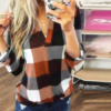 Showy Plaid Long Sleeve Top