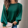 Green Plain Long Sleeve Top