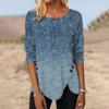 Blue Print Round Neck Top