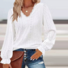 White Eyelet Lace Long Balloon Sleeve Top