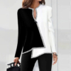 Black White Silver Trim Color Block Tunic Top