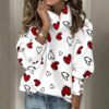 Artistic Red Black Heart Print High Neck Top