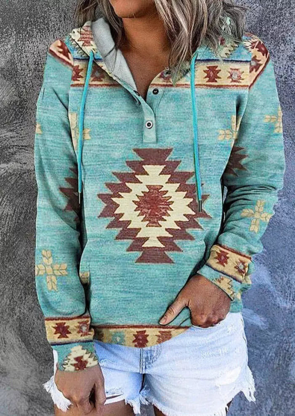 Blue Print Long Sleeve Sweatshirt