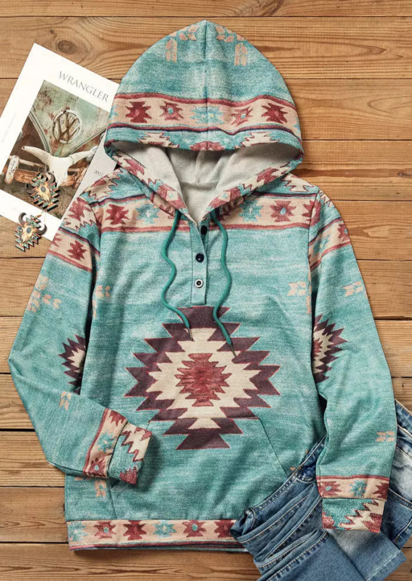 Blue Print Long Sleeve Sweatshirt
