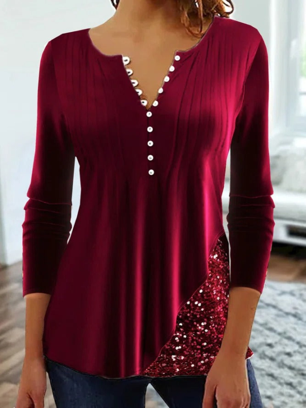 Red Plain Long Sleeve Top