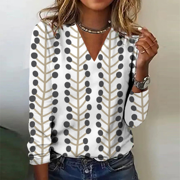 Basic Long Sleeve Print Top