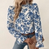 Vintage Blue Flower Print Leg o Mutton Top