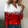 Red Long Sleeve Print Top