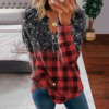 Red Long Sleeve Print Top